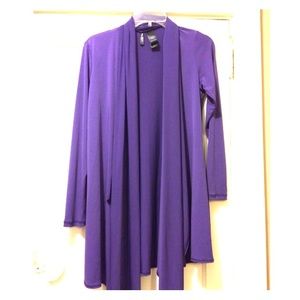 Purple drape front cardigan