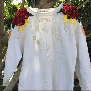 Vintage white sequins sweater