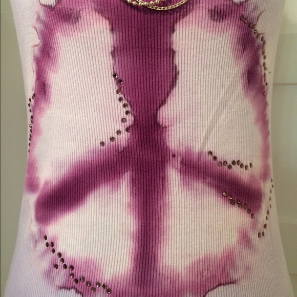 Blinged Ribbed Peace Tank - Picture 3 of 4