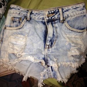 Denim high rise shorts