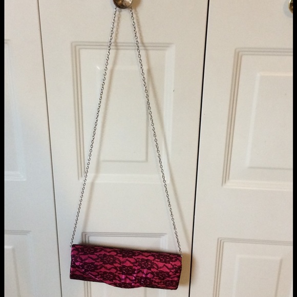 Pink Clutch w/ Black Lace overlay