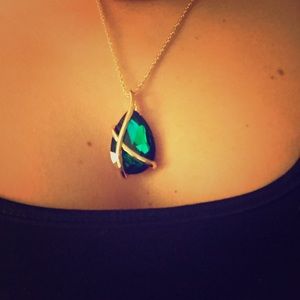 Gold & green crystal set