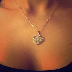 Heart with crystals silver set