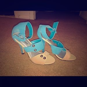 Ankle Wrapped Tan/Nude Heels from Shoedazzle