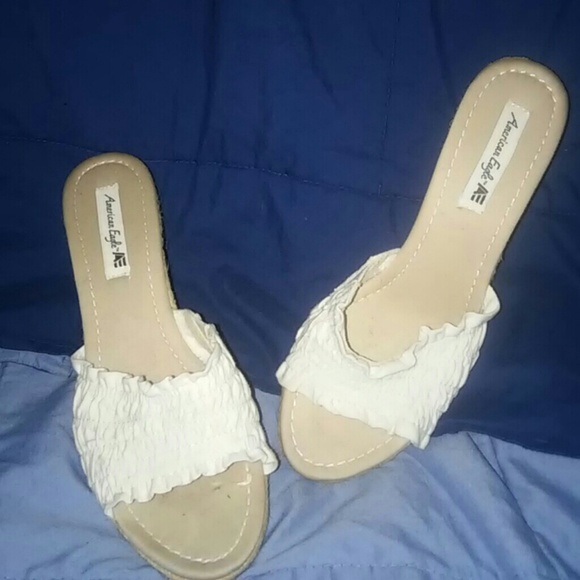 White ruffle wedges...pre- loved in great conditi