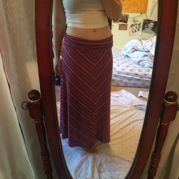 Pink Striped Maxi Skirt