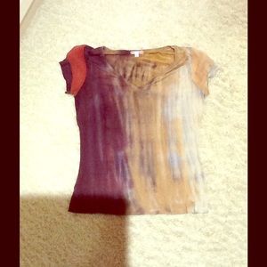 Brown tye die casual freedom short sleeve top.