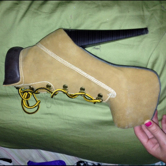 High heeled timberland boots
