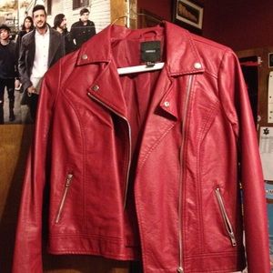 Forever 21 Red Faux Leather Jacket