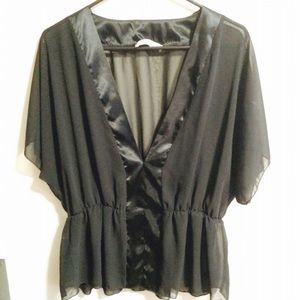 Sheet black chiffon top