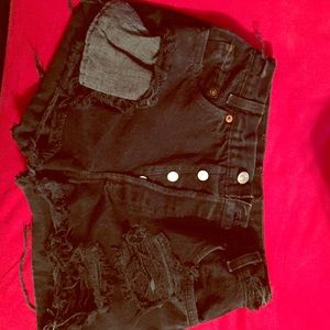 Black high waisted denim shorts