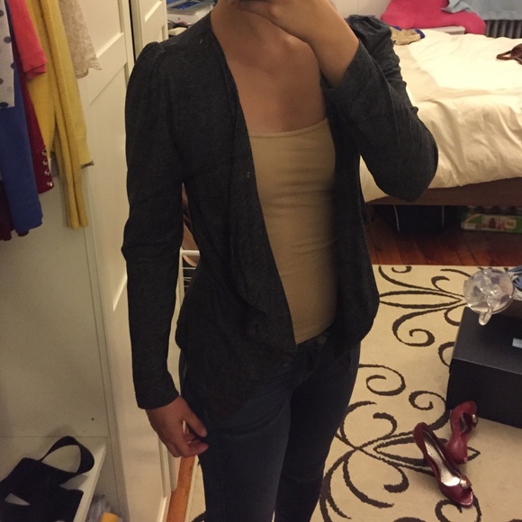 Charcoal colored flowy open cardigan
