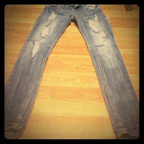 Almost famous blue pre ripped skinny jeans