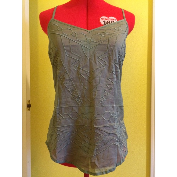 SOLD Sheer olive tank - Picture 3 of 3