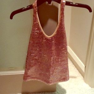 Tan/brown Aqua sequin halter top
