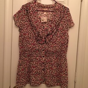 Leapard print semi sheer top