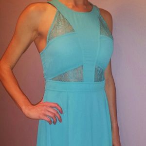 Forever21 cutout modern teal lace cocktail dress