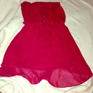 Silk see through red blouse with gold buttons