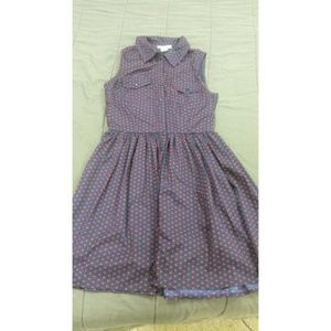Delias button up navy with red pattern dress