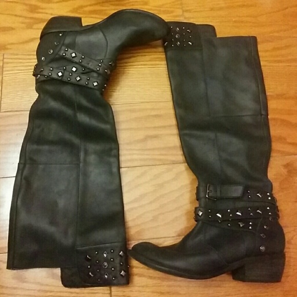 Black Studded Leather Boots