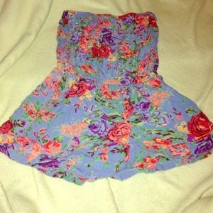 Blue floral print romper
