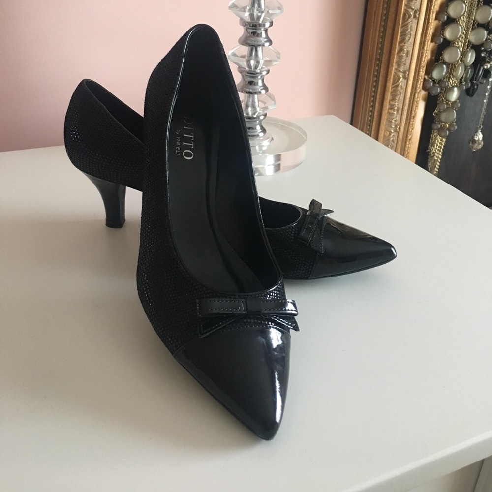 Pretty Pumps with Patent Toe & Bow