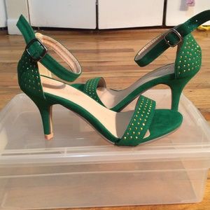 Jade green sandals.