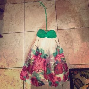 Gorgeous Pink & Green flowy floral dress