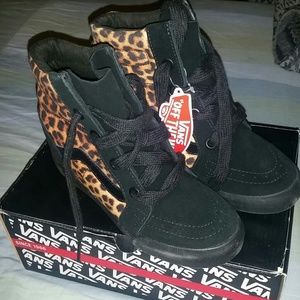 Vans leopard wedge sneaker size 7 brand new