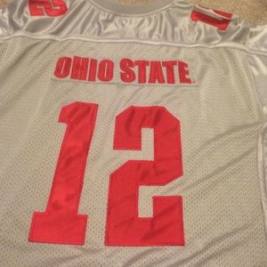 Silver and red ohio state jersey
