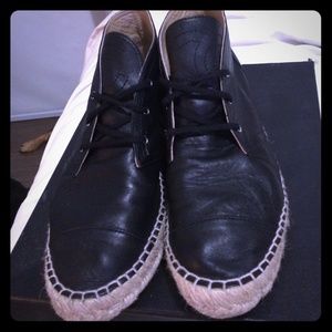 Chanel black leather high top espadrilles fits 9