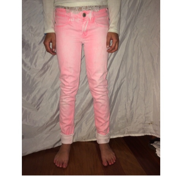 hollister pink skinny jeans