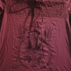 Burgundy embroidered blouse