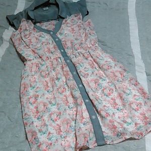 White dress with pink, white, and red flowers NWOT