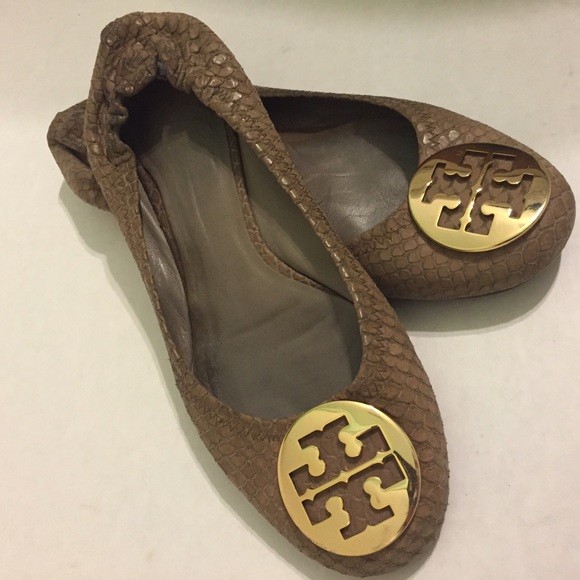 Tory Burch Shoes - Tory Burch Reva Flats Tan Snake Print