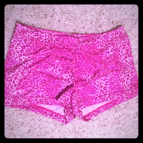 METALLIC WORKOUT PINK CHEETAH CHEER SPANDEX
