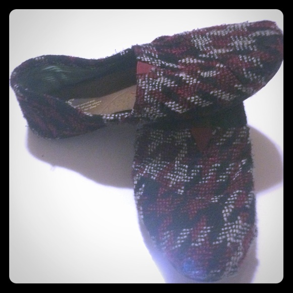 Toms - Red white black woven slip ons. OFFER!