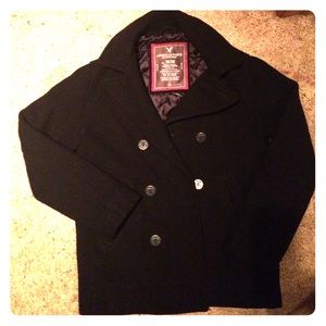 Men's black peacoat