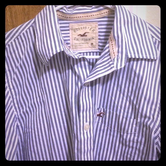 Navy and white stripes dress shirt