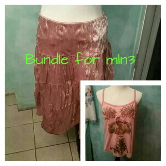 Butterfly Drop out top and pink velvet skirt
