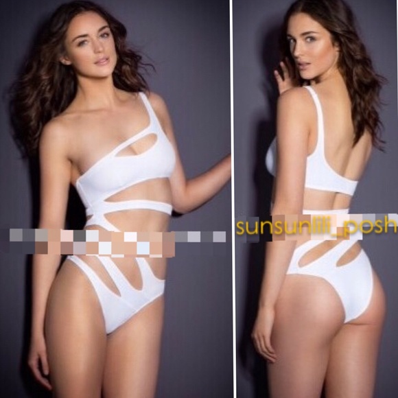 Sexy one piece cutout 1 shoulder swimsuit white BN - Picture 2 of 4