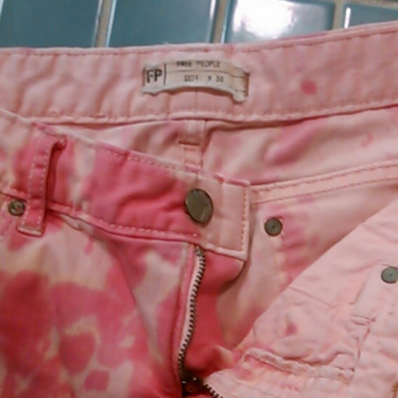 Pink tie-dyed free people jeans and fp shorts