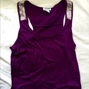 Purple Fold Sequin Tank Top