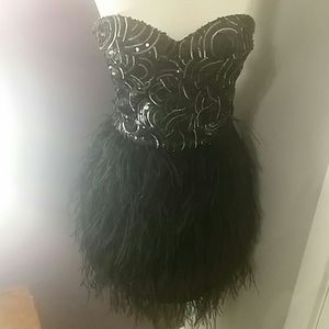 BEBE  Sequin Feather Dress