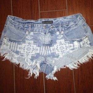 Billabong Cutoff Denim Aztec Shorts!