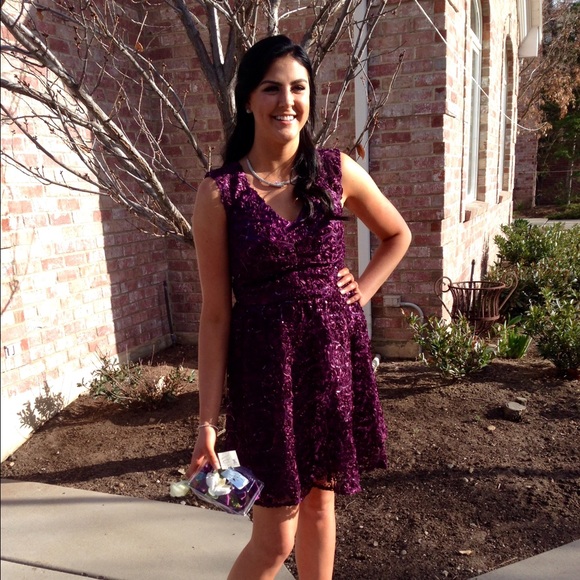 Gorgeous plum rose detailed formal dress