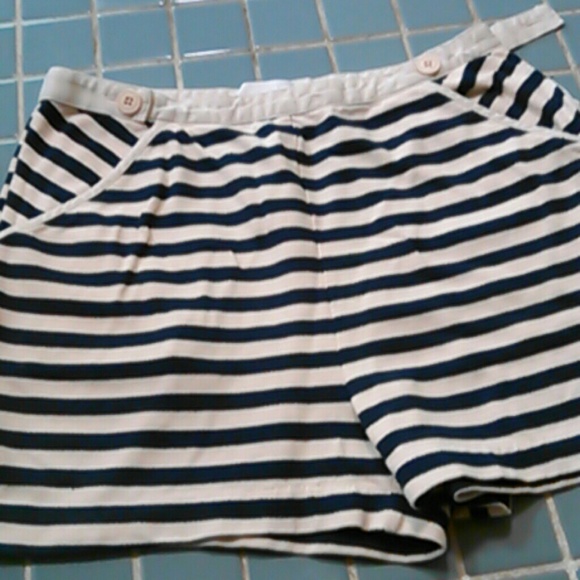 Anthropologie blue and off white striped shorts