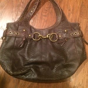 Brown Coach bag with gold hardware