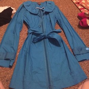 Bright blue raincoat/windbreaker