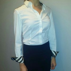 Burberry white woven button down